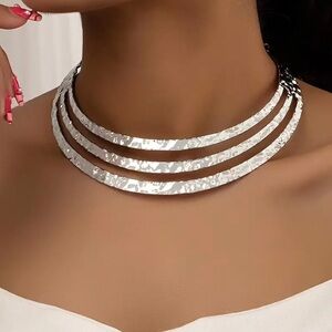 Multi Layer Silvery Choker